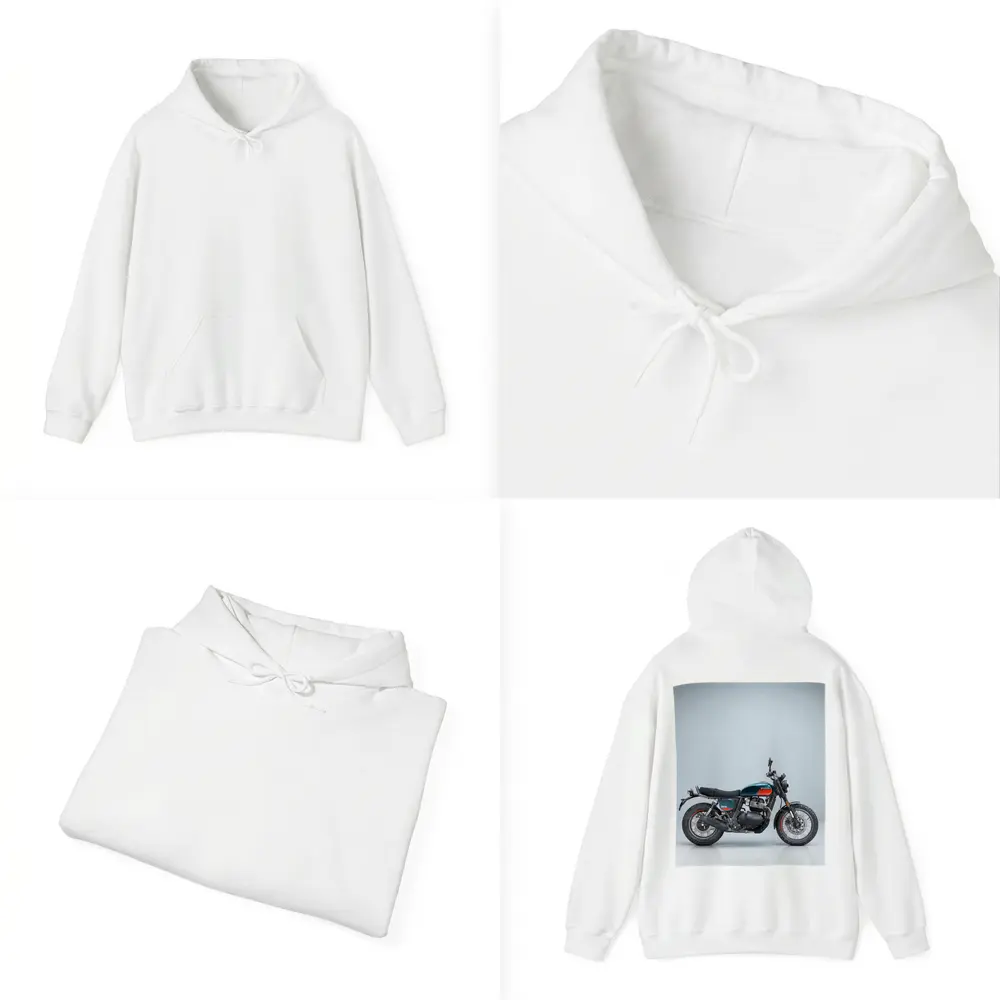 Royal Enfield Scrambler Motorcycle Blue Gray Background – Hoodies