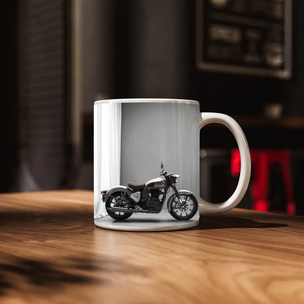Royal Enfield Classic Silver Motorcycle Gray Studio – Mugs