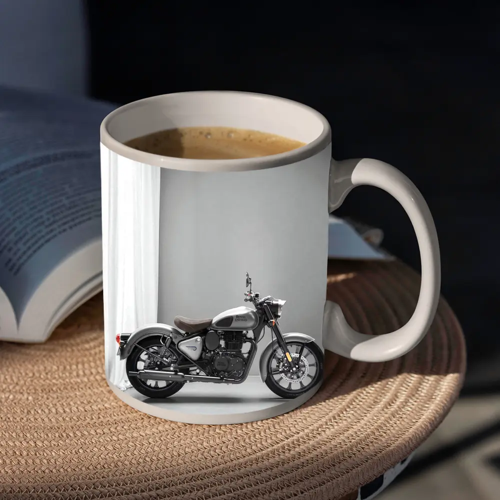 Royal Enfield Classic Silver Motorcycle Gray Studio – Mugs