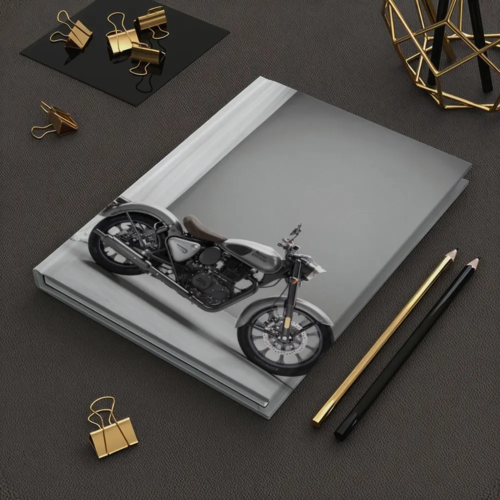 Royal Enfield Classic Silver Motorcycle Gray Studio – Notebooks
