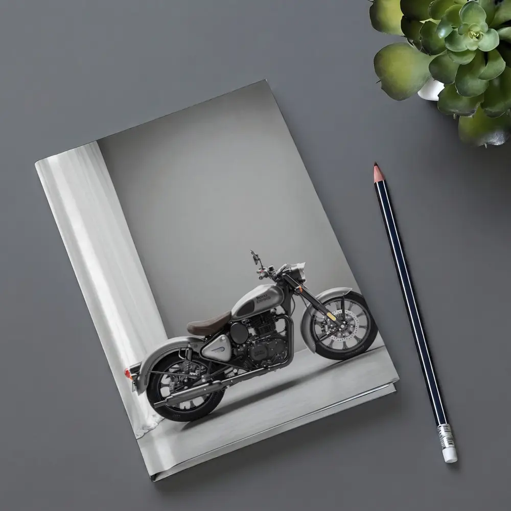 Royal Enfield Classic Silver Motorcycle Gray Studio – Notebooks
