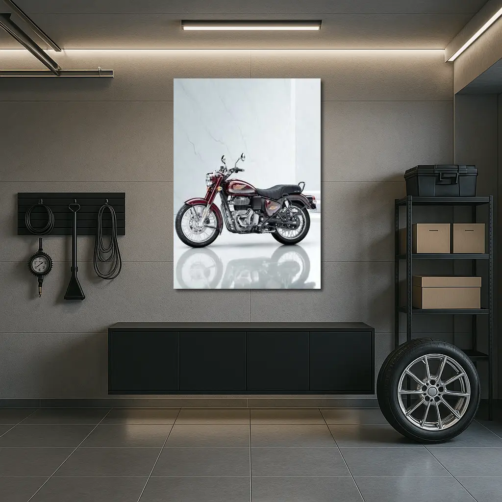Royal Enfield Bullet Classic Maroon Studio – Wall Art