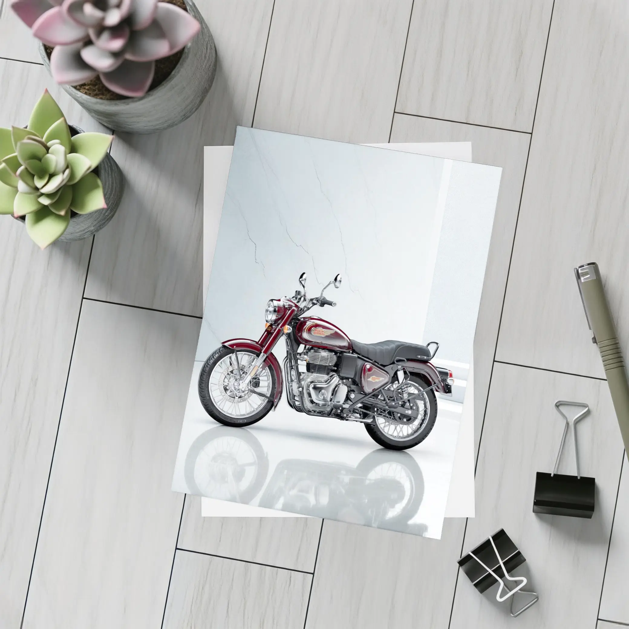 Royal Enfield Bullet Classic Maroon Studio – Postcards
