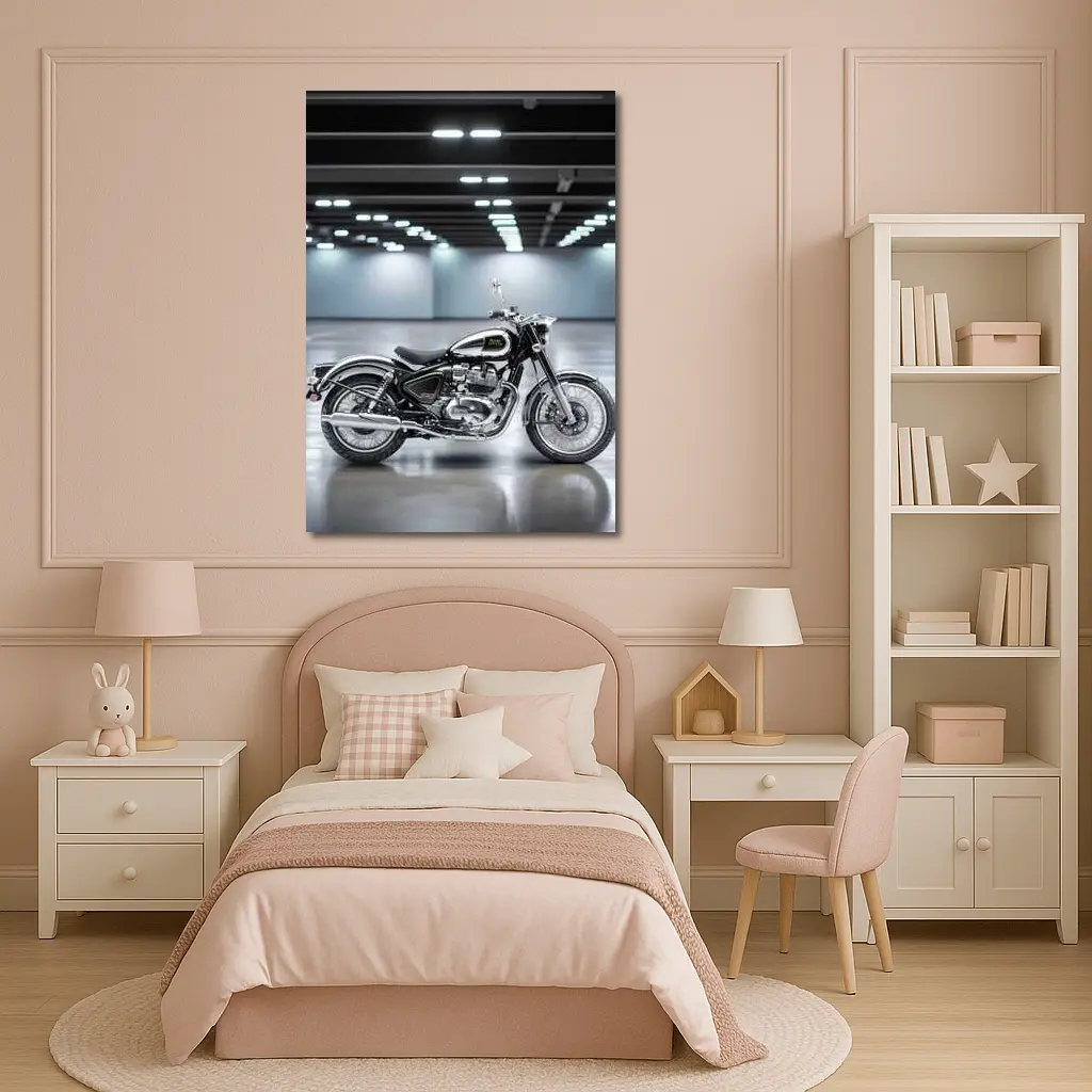 Royal Enfield Classic Black Motorcycle Indoor Studio – Wall Art