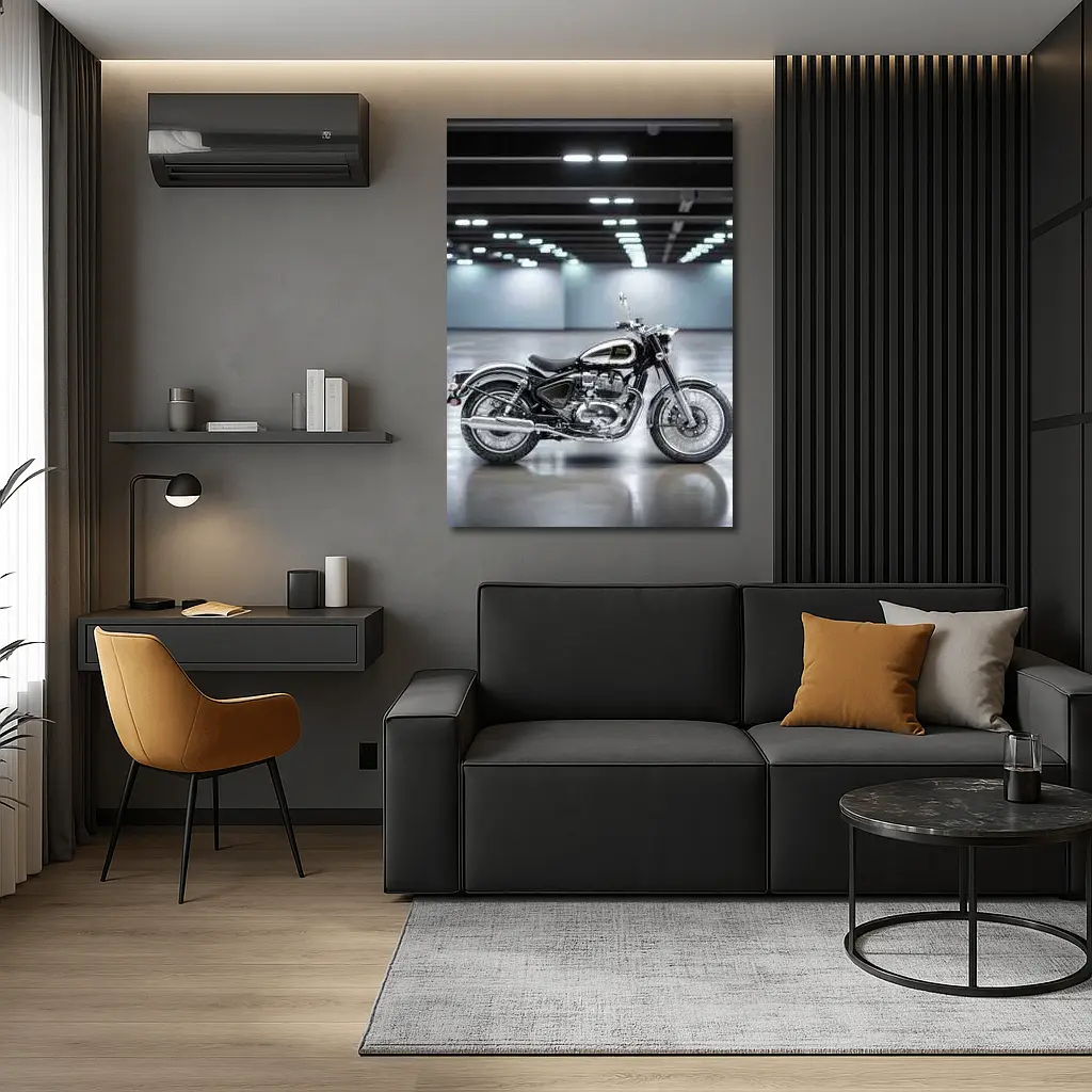 Royal Enfield Classic Black Motorcycle Indoor Studio – Wall Art