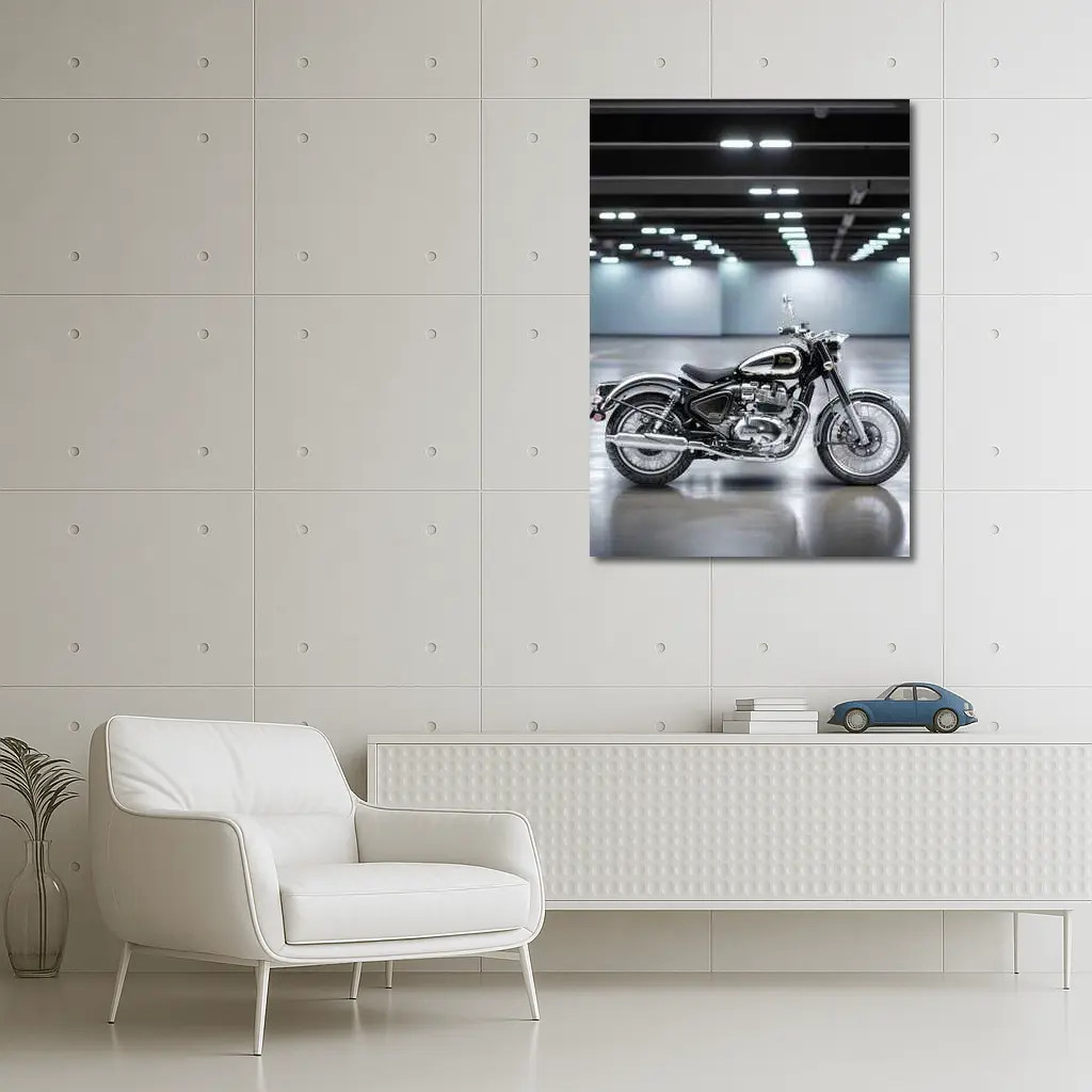 Royal Enfield Classic Black Motorcycle Indoor Studio – Wall Art