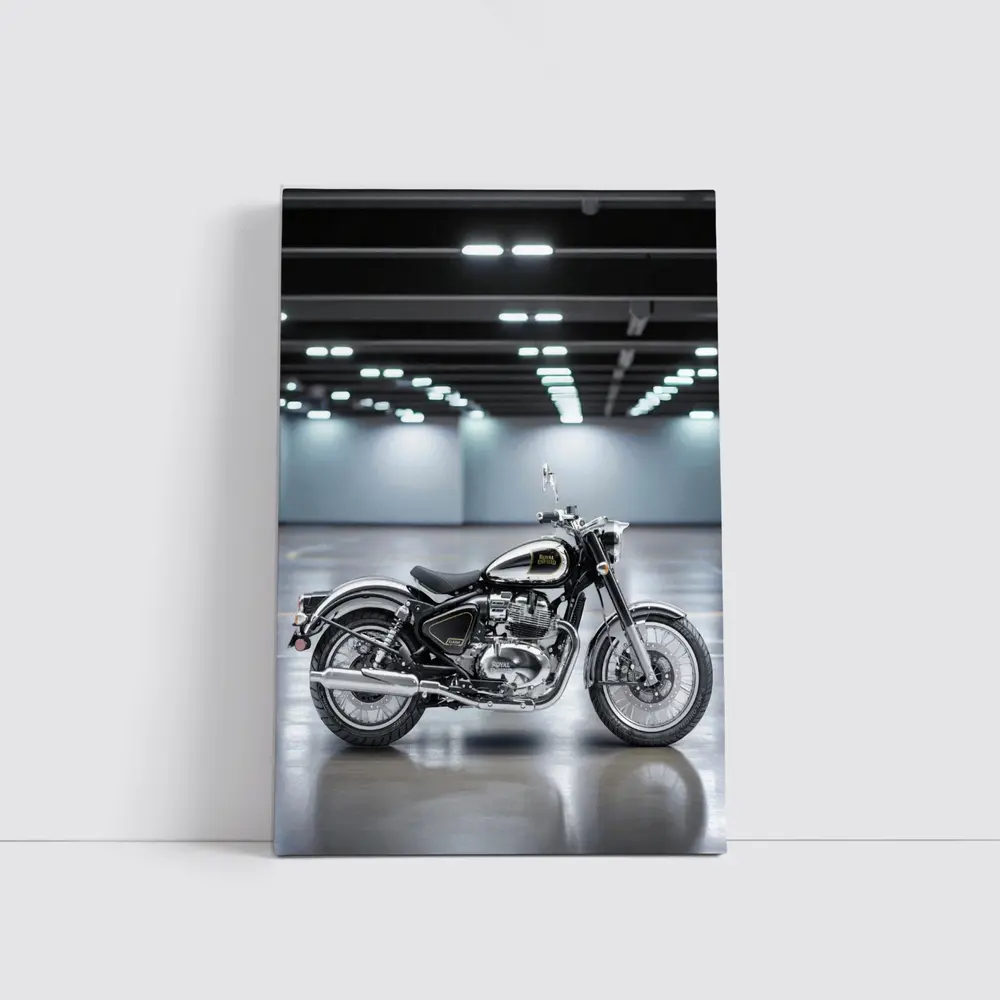 Royal Enfield Classic Black Motorcycle Indoor Studio – Wall Art