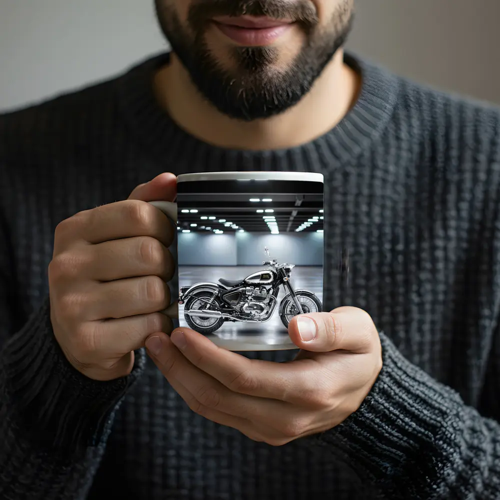 Royal Enfield Classic Black Motorcycle Indoor Studio – Mugs