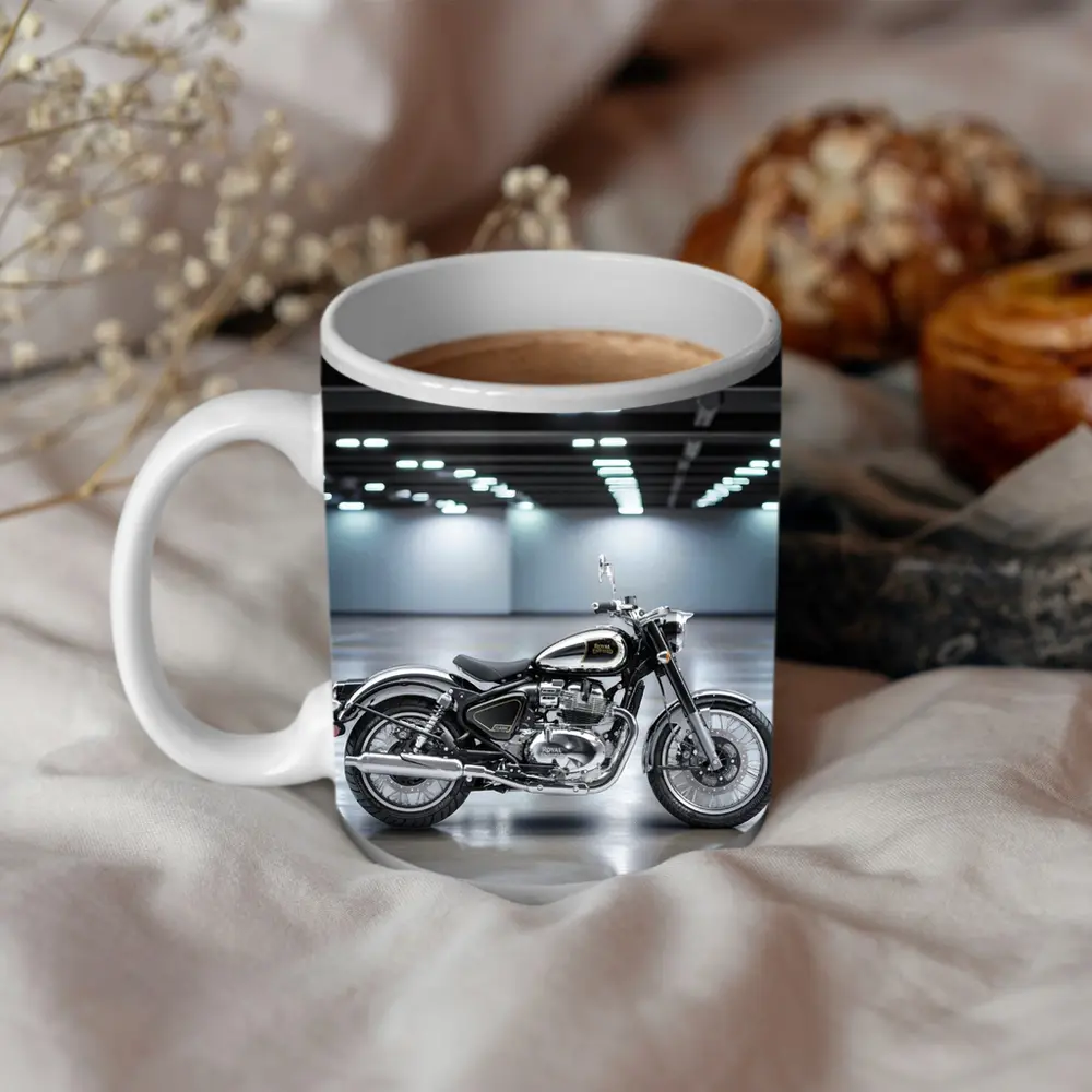 Royal Enfield Classic Black Motorcycle Indoor Studio – Mugs