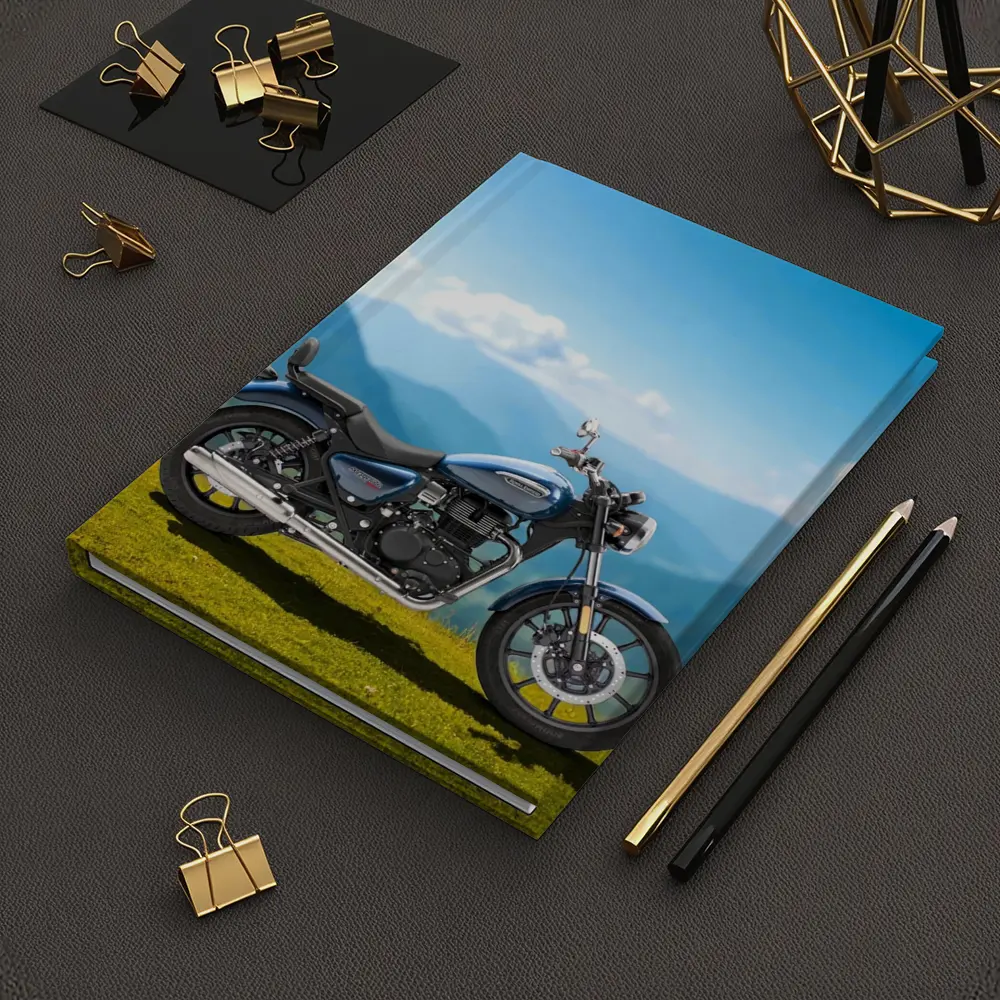 Royal Enfield Meteor Blue Mountain Landscape – Notebooks