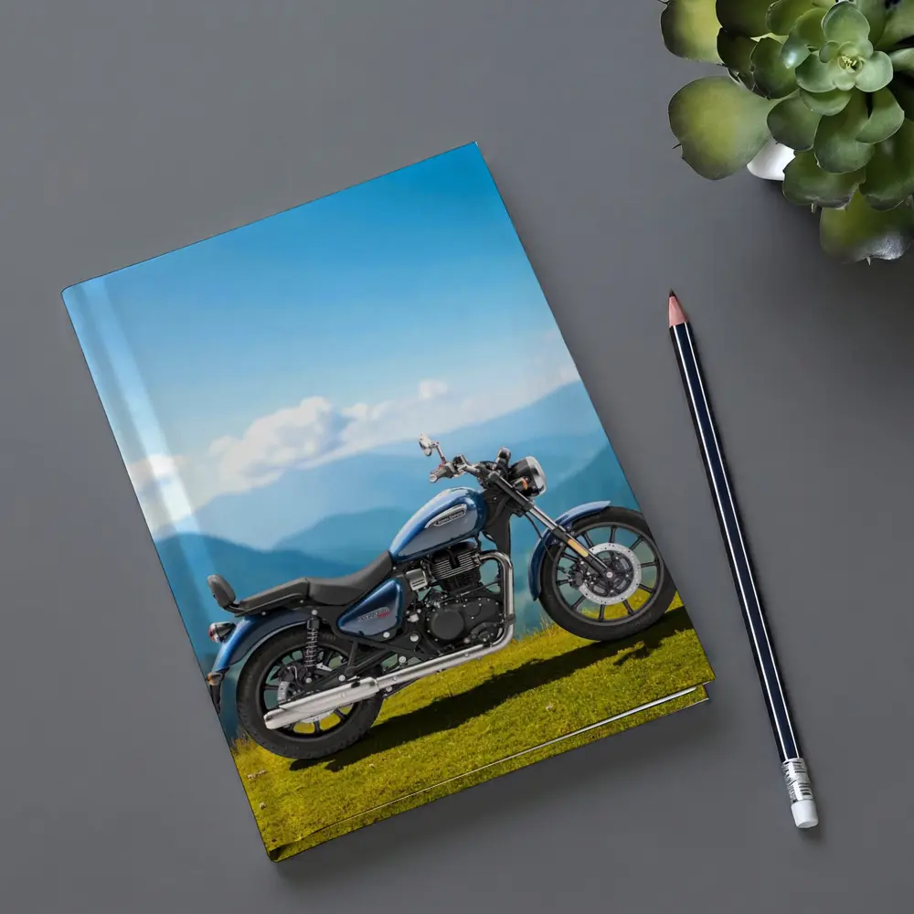 Royal Enfield Meteor Blue Mountain Landscape – Notebooks