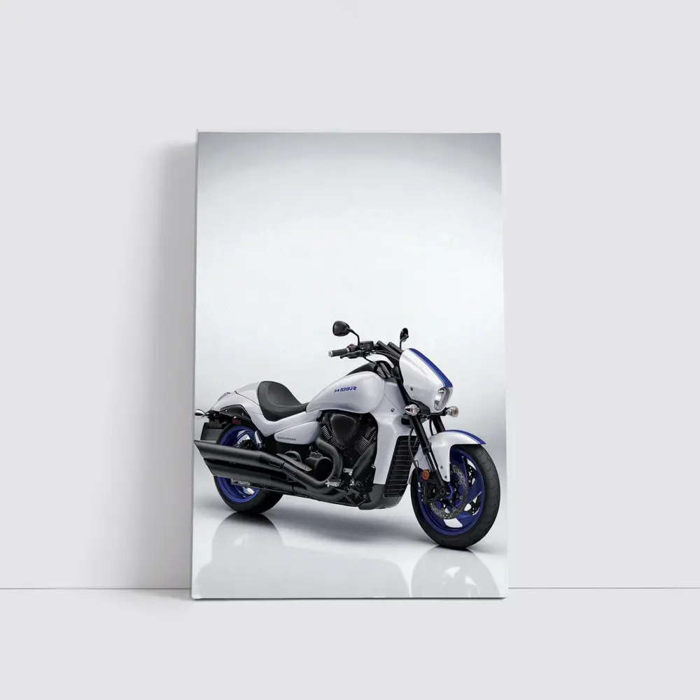 Suzuki Boulevard Cruiser Motorcycle White Blue – Wall Art