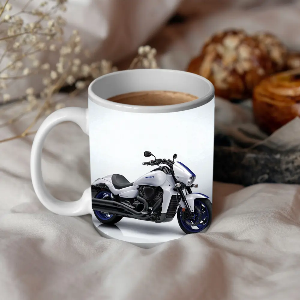 Suzuki Boulevard Cruiser Motorcycle White Blue – Mugs