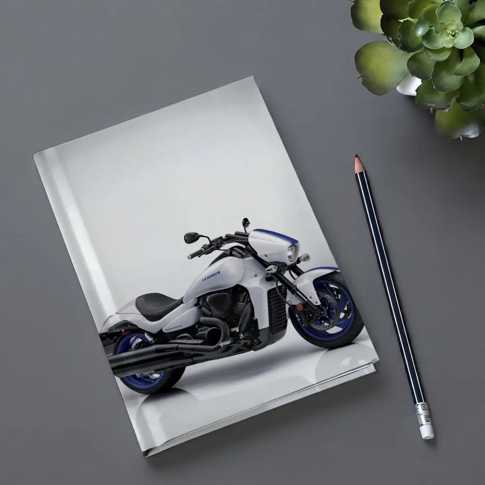 Suzuki Boulevard Cruiser Motorcycle White Blue – Notebooks