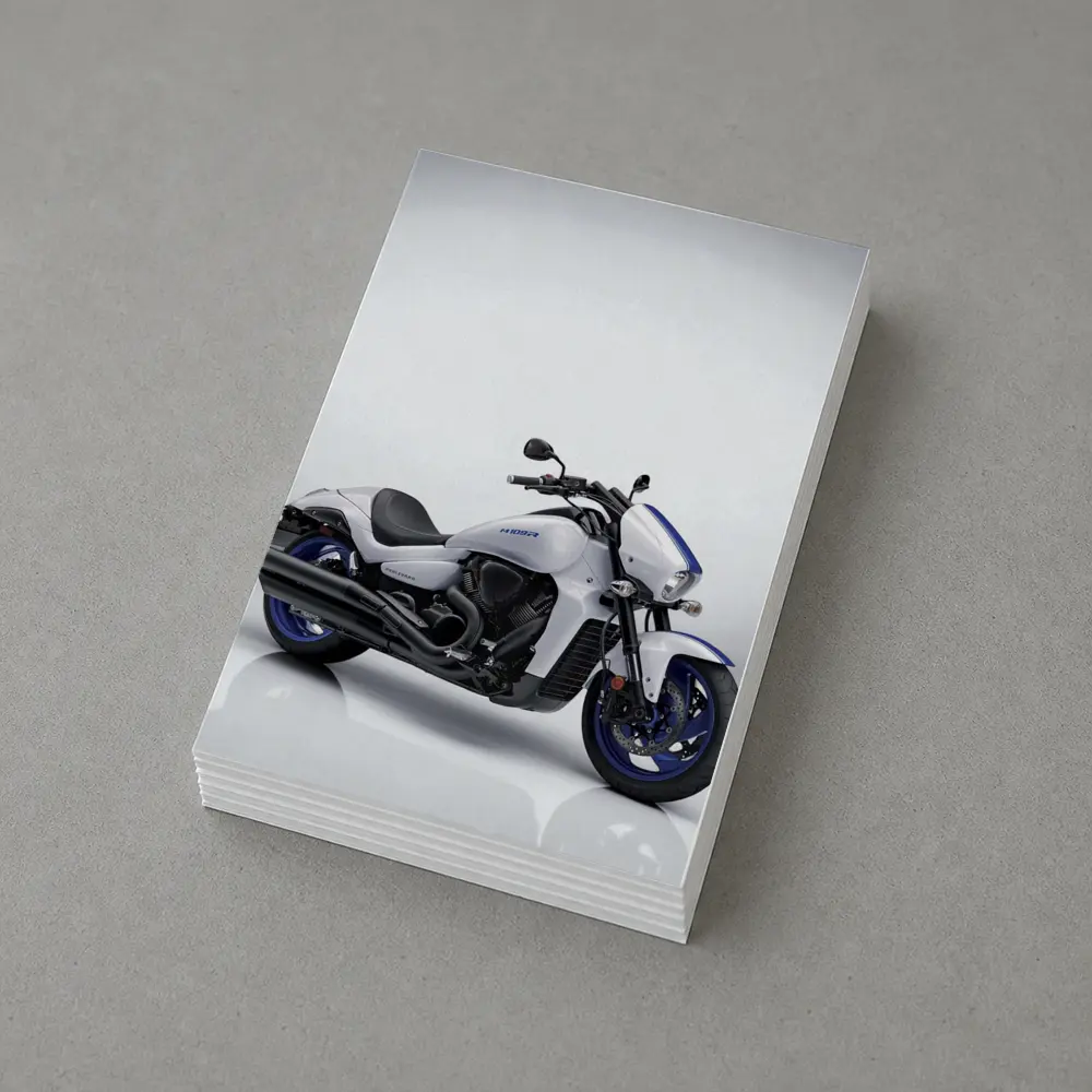 Suzuki Boulevard Cruiser Motorcycle White Blue – Postcards