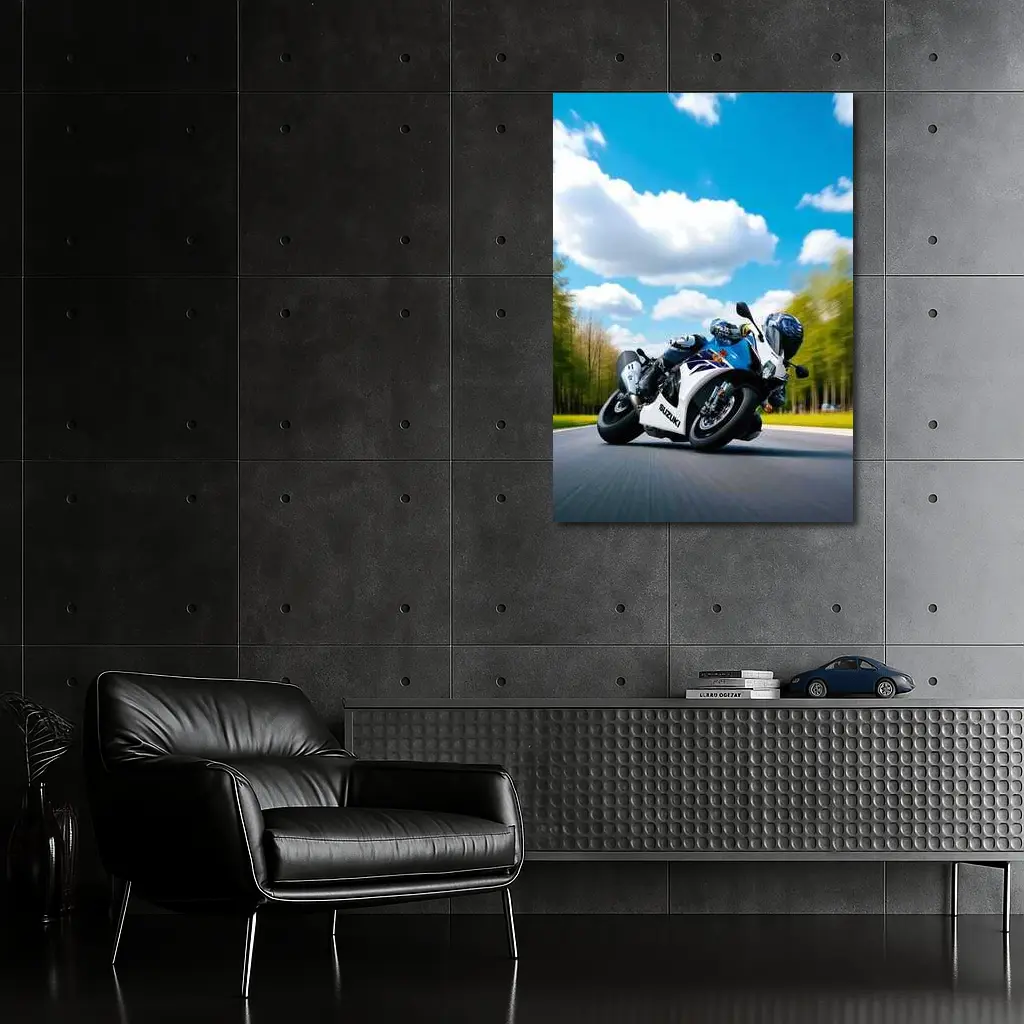 Suzuki GSX-R Sport Bike Blue Sky Road – Wall Art