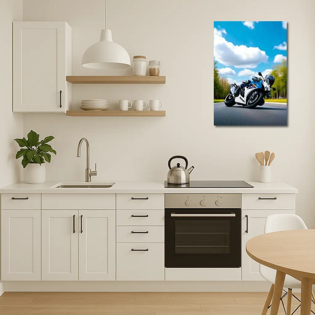 Suzuki GSX-R Sport Bike Blue Sky Road – Wall Art
