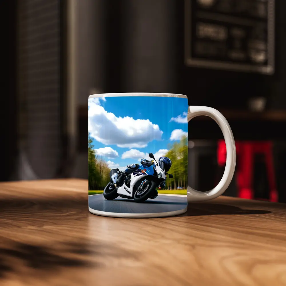 Suzuki GSX-R Sport Bike Blue Sky Road – Mugs