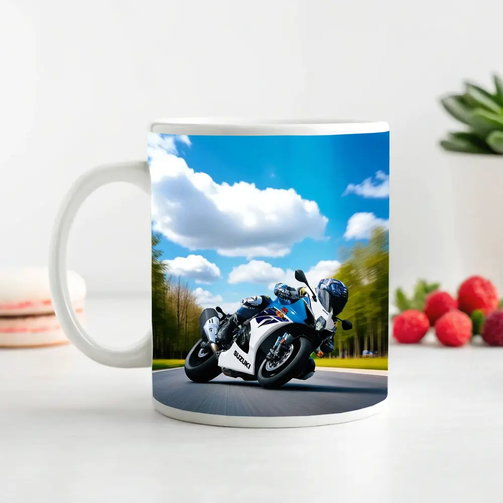 Suzuki GSX-R Sport Bike Blue Sky Road – Mugs
