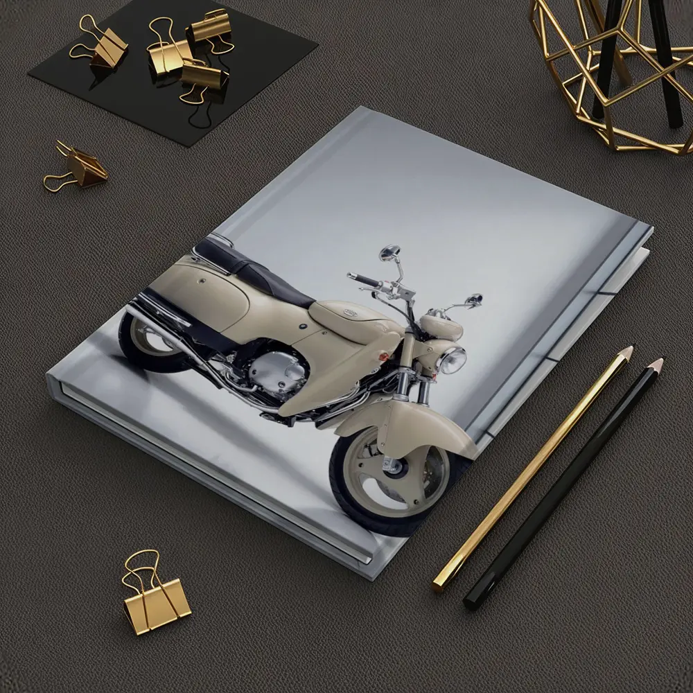 Cream Vintage Scooter Motorcycle White Studio – Notebooks