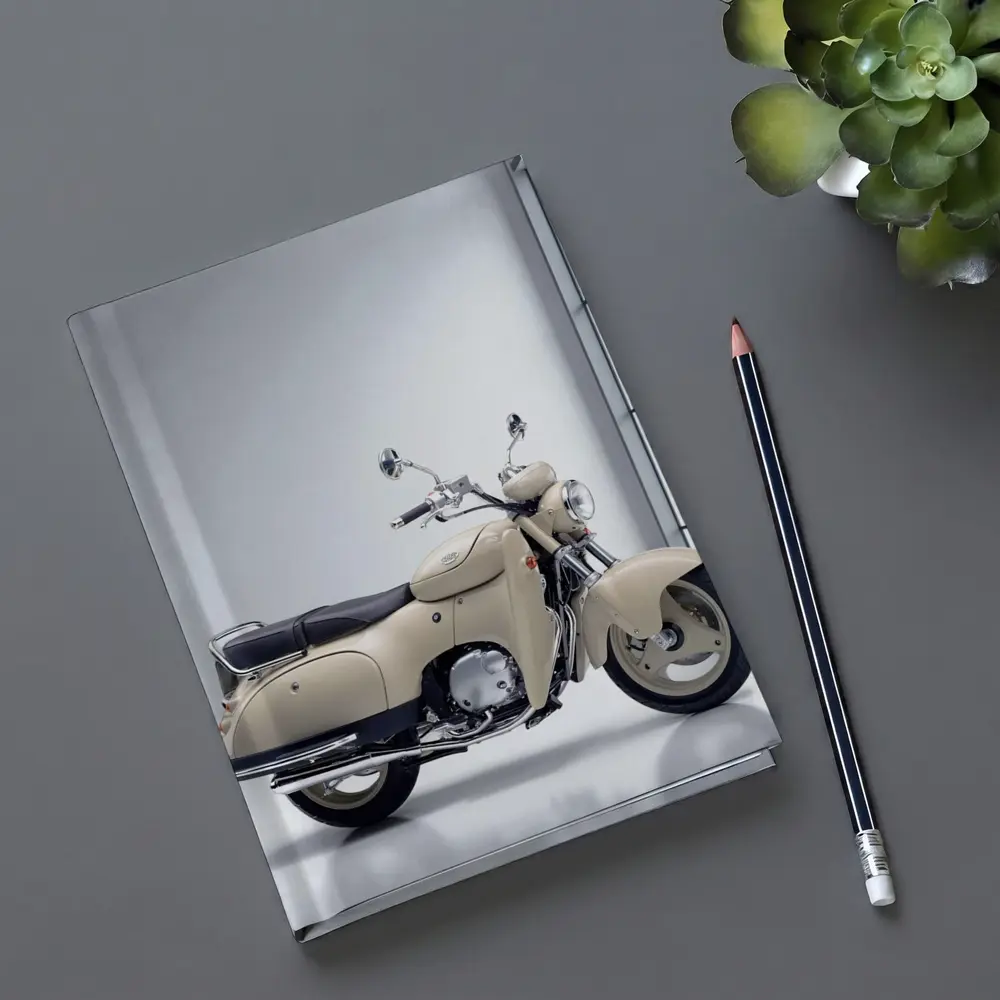 Cream Vintage Scooter Motorcycle White Studio – Notebooks