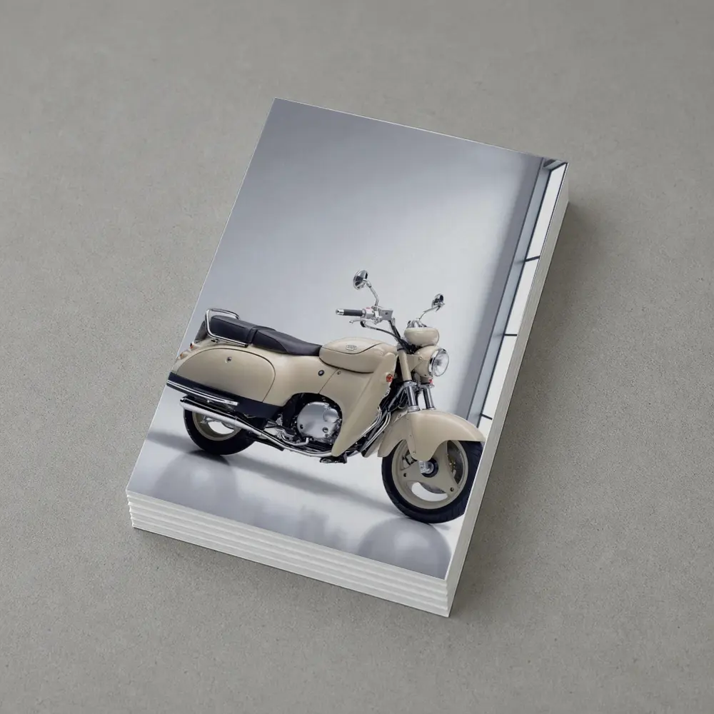 Cream Vintage Scooter Motorcycle White Studio – Postcards