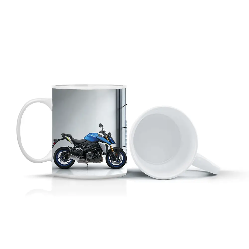 Suzuki Naked Bike Blue Motorcycle Indoor Setting – Mugs