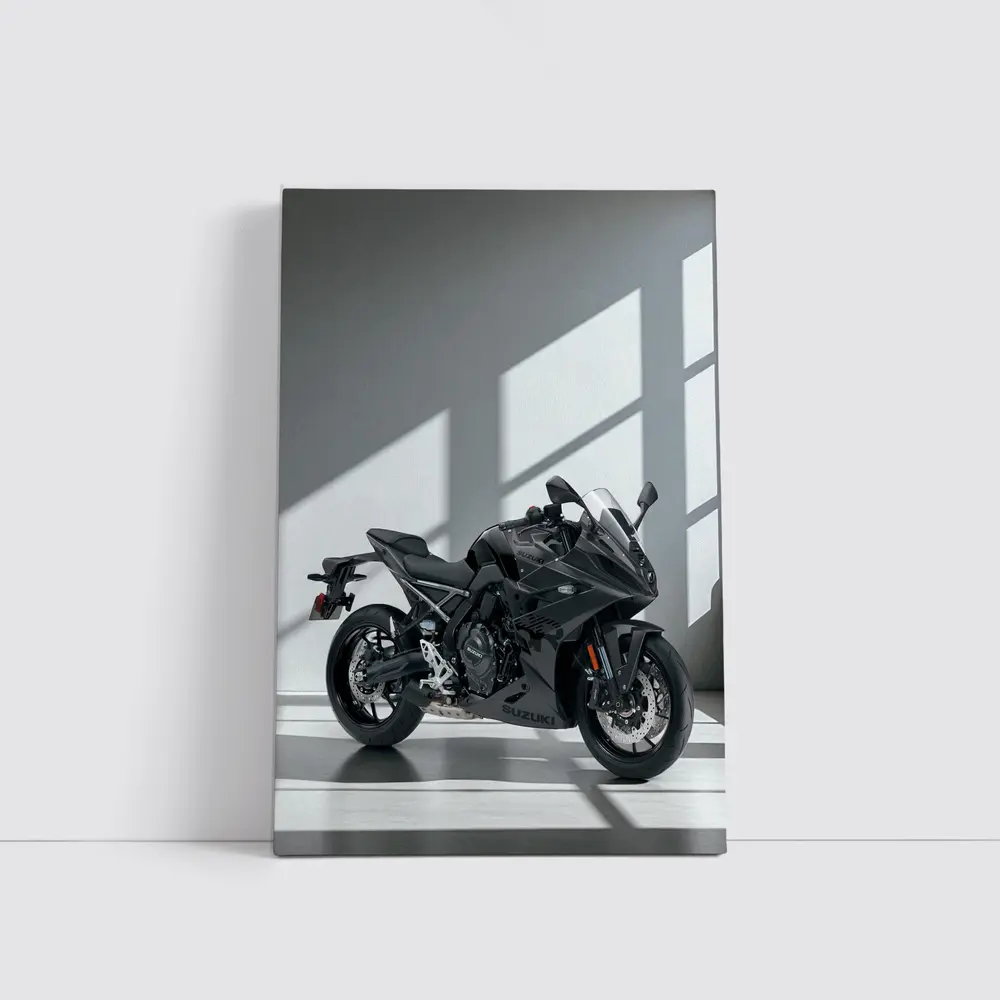 Suzuki Sport Bike Black Minimal Studio – Wall Art