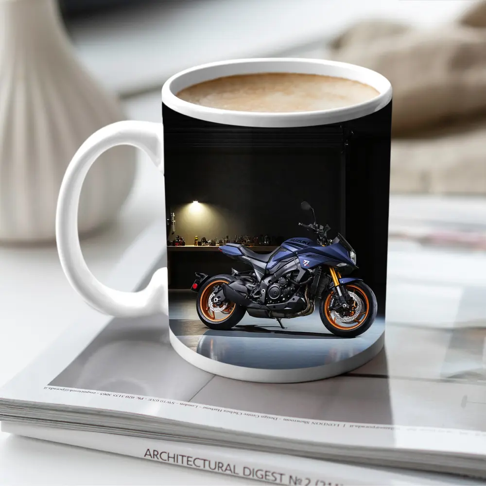 Yamaha MT Motorcycle Parked in Dark Garage – Mugs