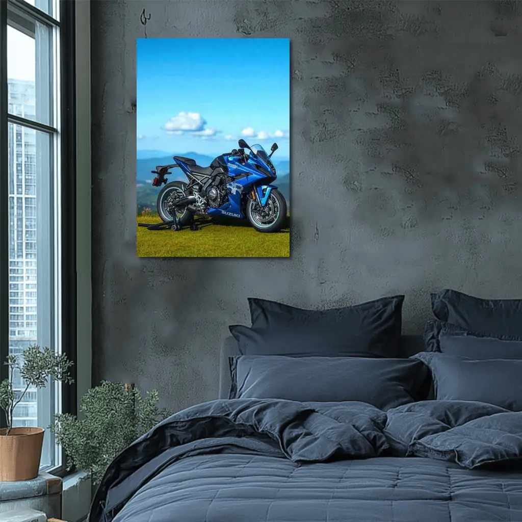 Suzuki GSX Superbike Blue Mountain Landscape – Wall Art