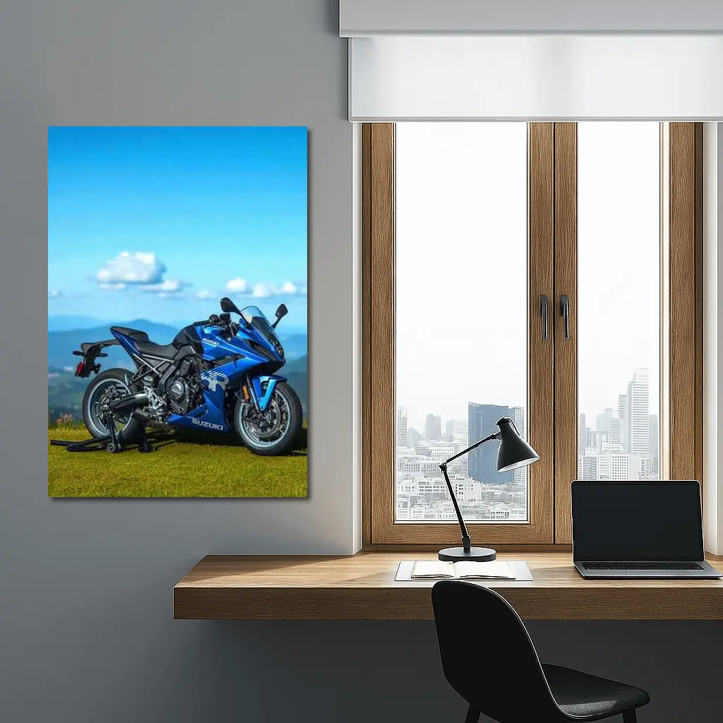 Suzuki GSX Superbike Blue Mountain Landscape – Wall Art