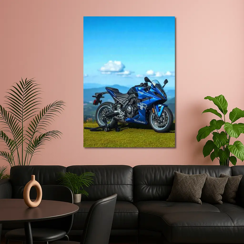 Suzuki GSX Superbike Blue Mountain Landscape – Wall Art