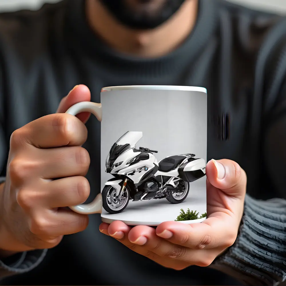 BMW R1250RT Touring Motorcycle White Studio – Mugs