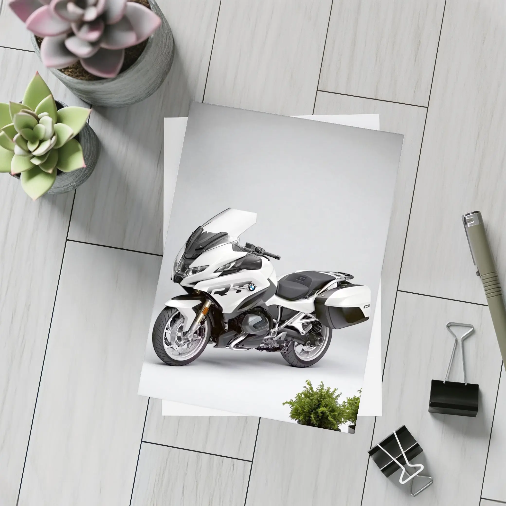 BMW R1250RT Touring Motorcycle White Studio – Postcards