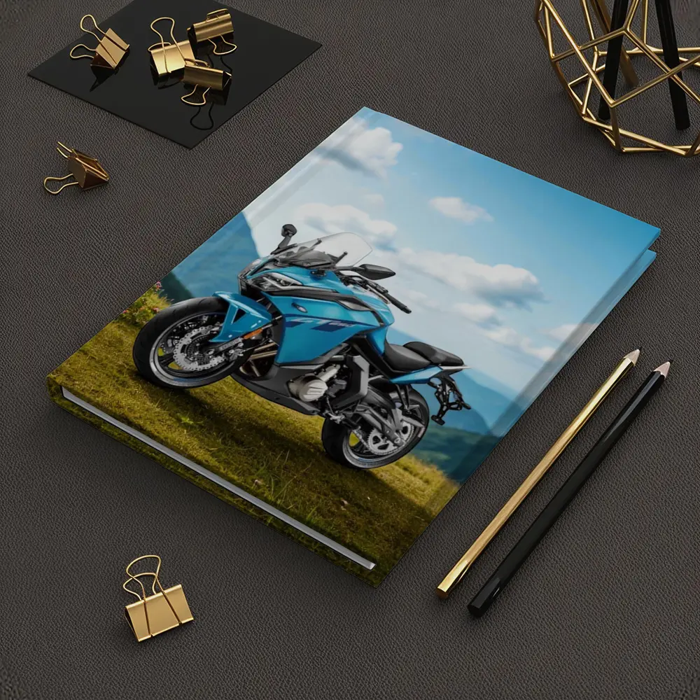 Blue Adventure Motorcycle Mountain Landscape Background – Notebooks