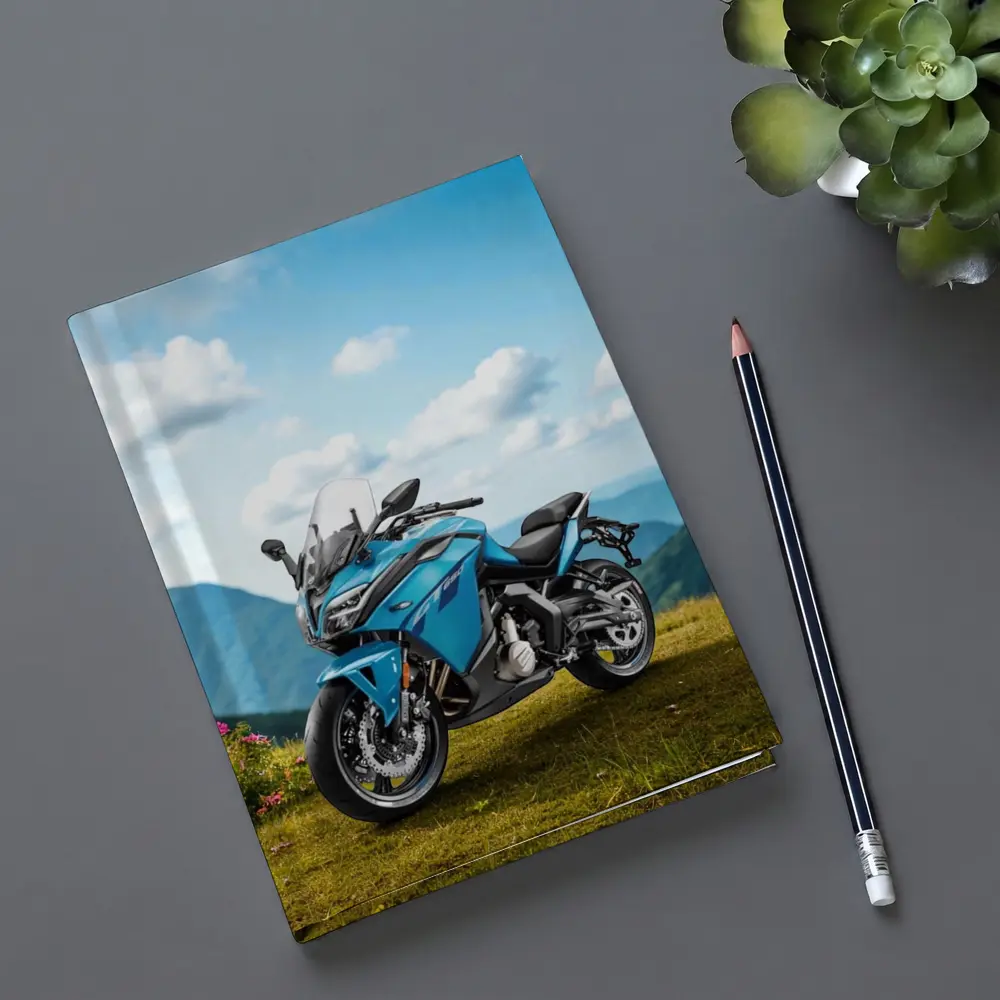 Blue Adventure Motorcycle Mountain Landscape Background – Notebooks