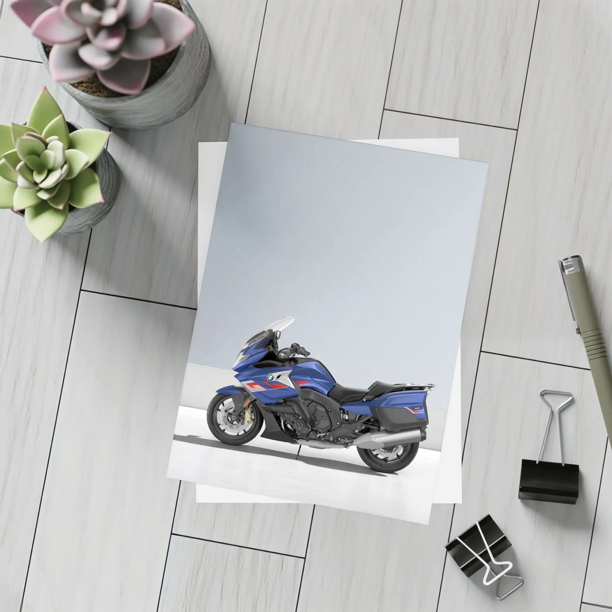 BMW Touring Motorcycle Blue Gray Studio – Postcards