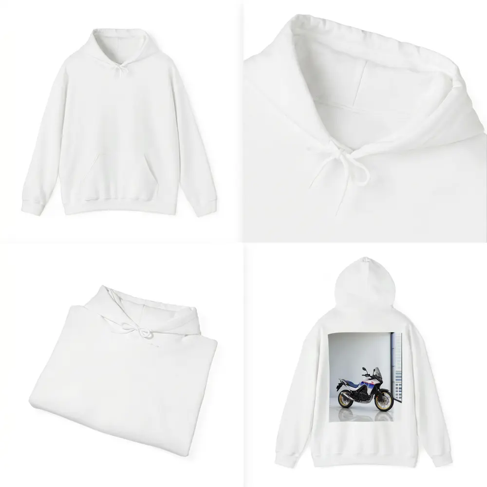 Honda Africa Twin Adventure Motorcycle White Studio – Hoodies