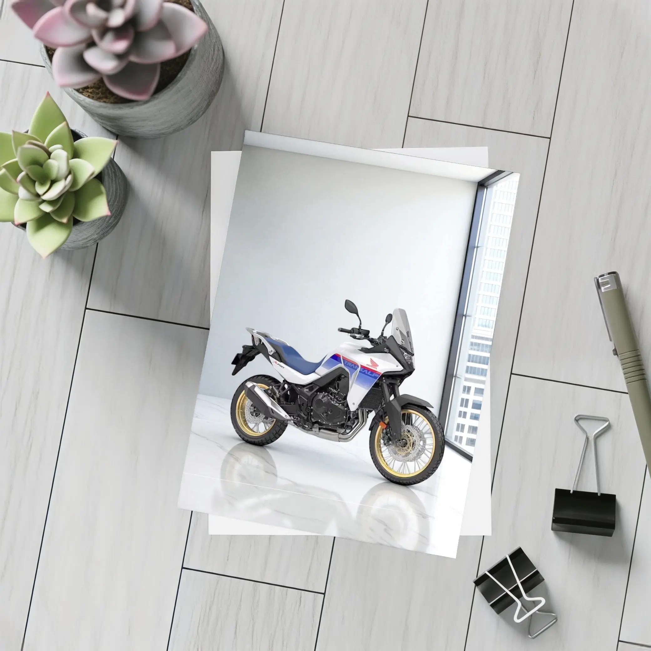 Honda Africa Twin Adventure Motorcycle White Studio – Postcards