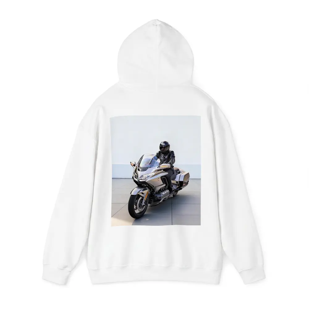 Honda Gold Wing Rider Gray Urban Setting – Hoodies