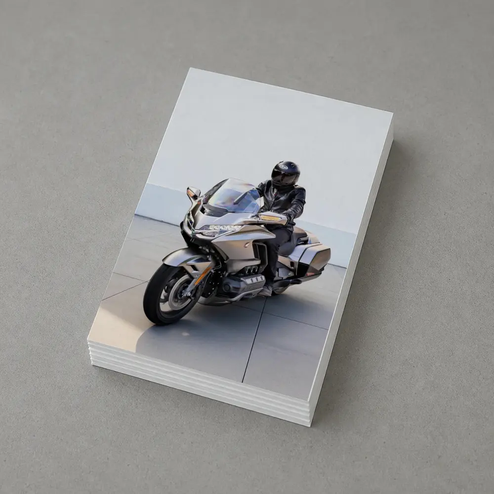 Honda Gold Wing Rider Gray Urban Setting – Postcards