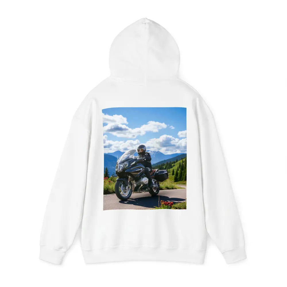 BMW Motorcycle Rider Mountain Road Scenic View – Hoodies