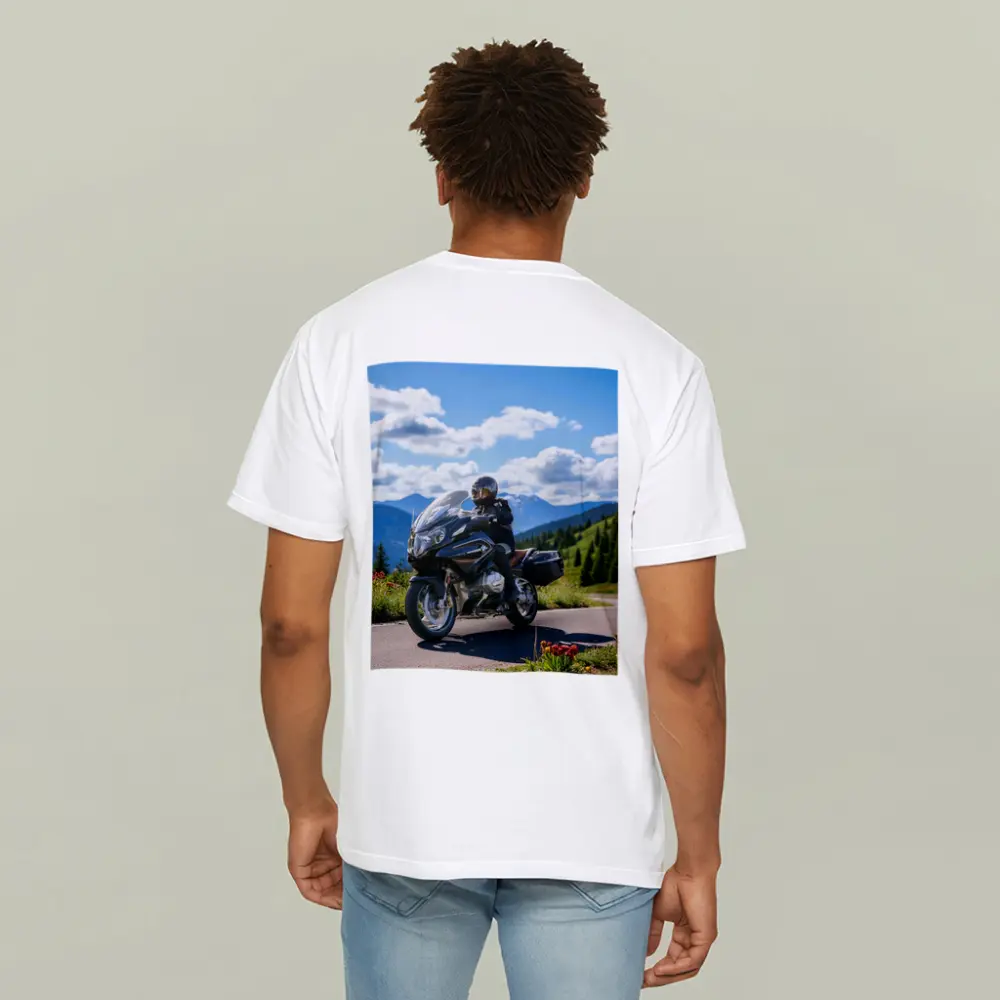 BMW Motorcycle Rider Mountain Road Scenic View – T-Shirts