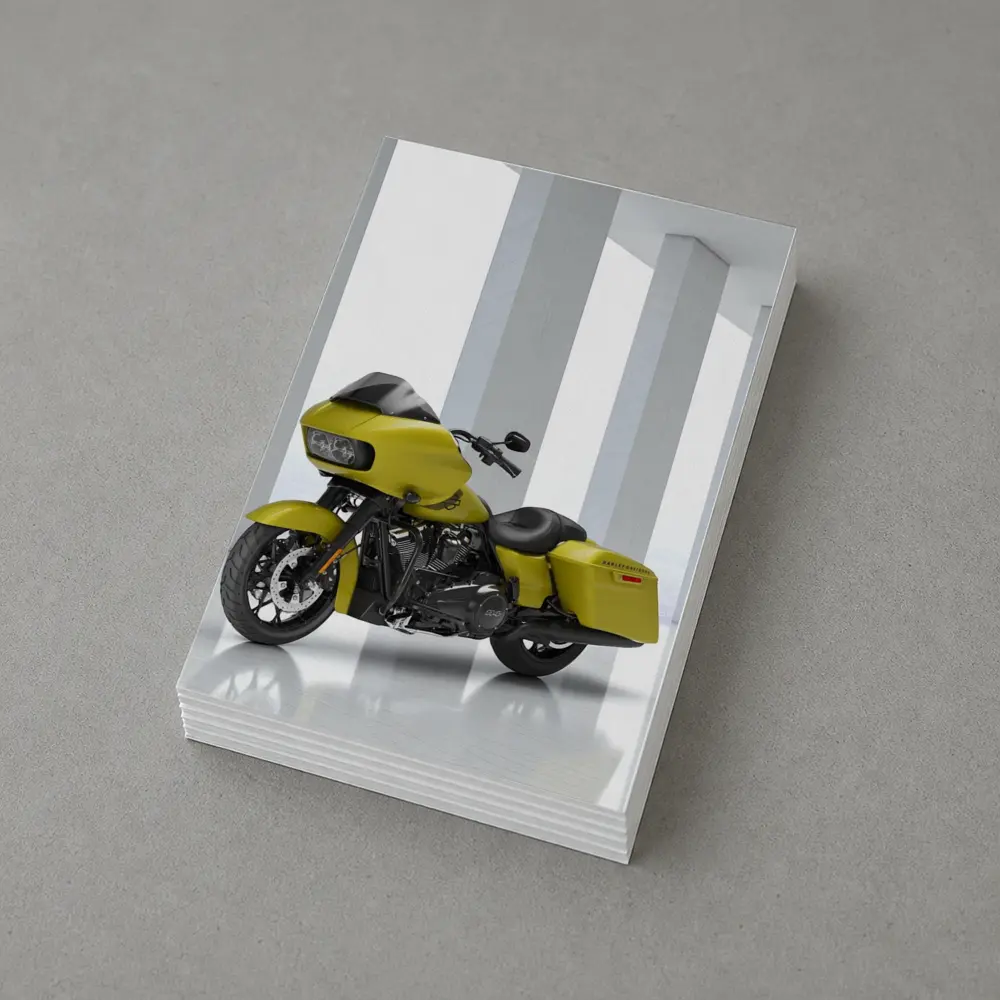 Harley Davidson Road Glide Yellow Studio Shot – Postcards
