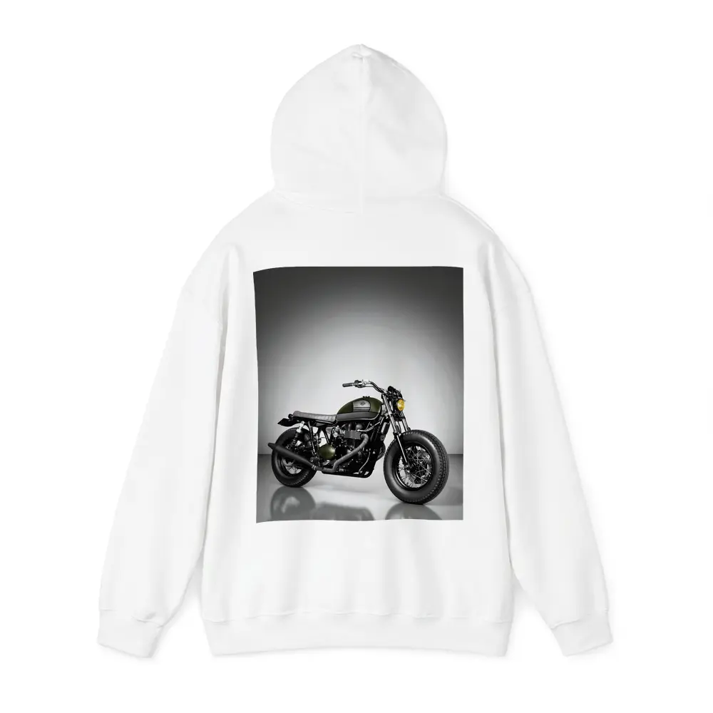 Olive Green Cafe Racer Motorcycle Studio Shot – Hoodies