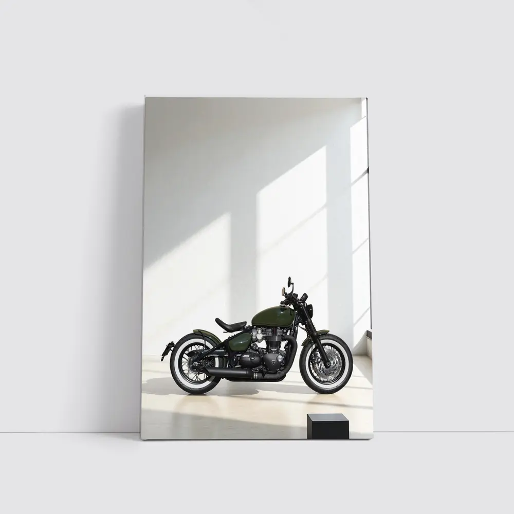 Triumph Bobber Green Motorcycle Minimal Studio – Wall Art