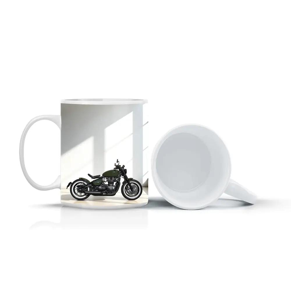 Triumph Bobber Green Motorcycle Minimal Studio – Mugs