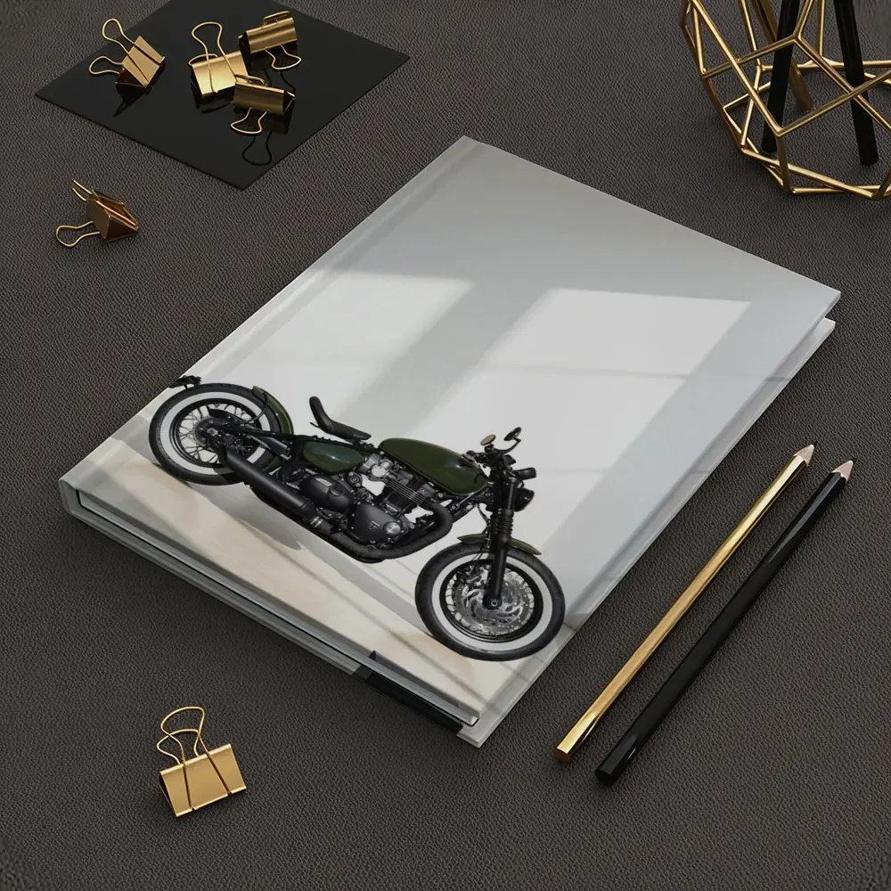Triumph Bobber Green Motorcycle Minimal Studio – Notebooks