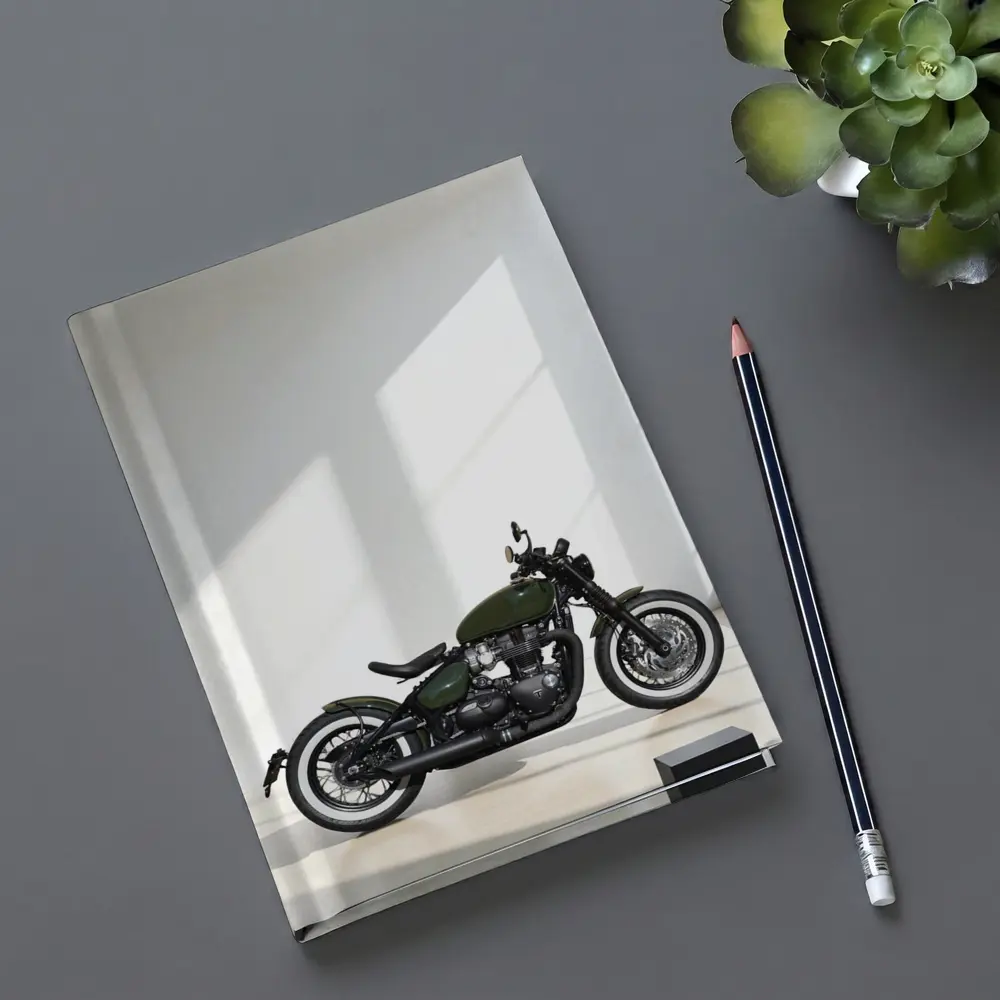 Triumph Bobber Green Motorcycle Minimal Studio – Notebooks