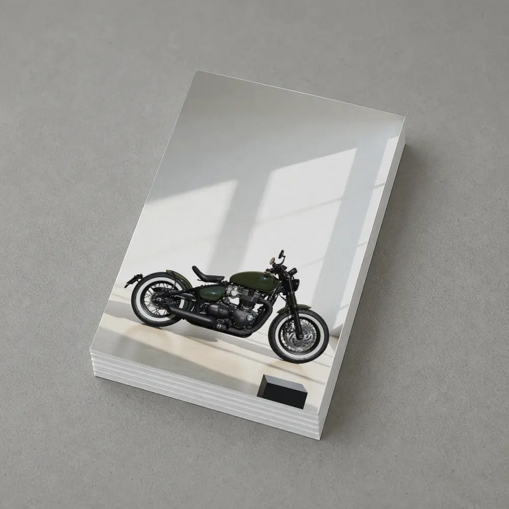 Triumph Bobber Green Motorcycle Minimal Studio – Postcards